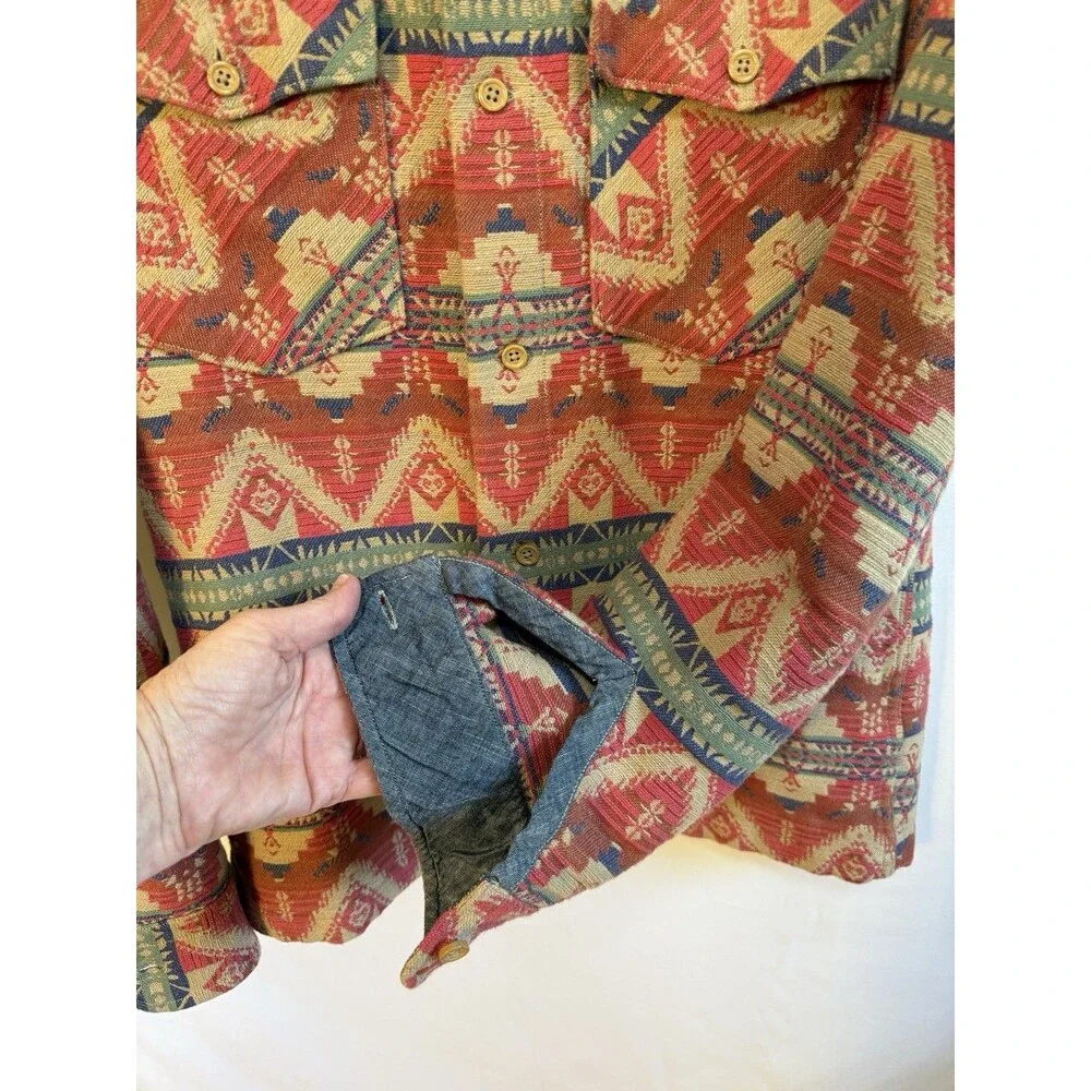 J Crew Shirt  Southwestern Aztec  S Jacquard Blanket  Hiking Y2K